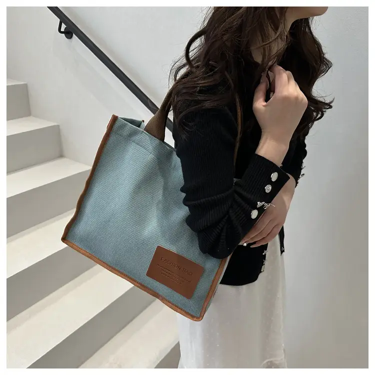 Black Canvas Literary Satchel Tote Bag Large Capacity — feature 21