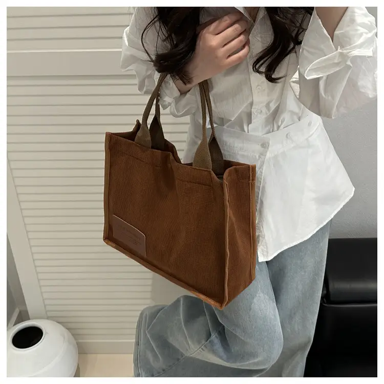 Black Canvas Literary Satchel Tote Bag Large Capacity — feature 23