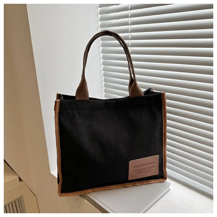 Black Canvas Literary Satchel Tote Bag Large Capacity — feature 29