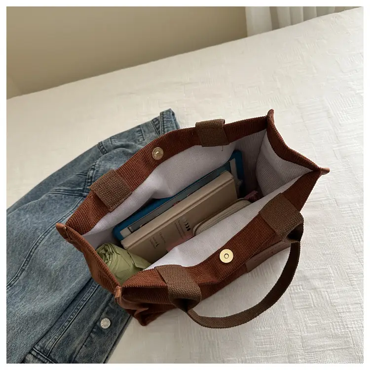 Black Canvas Literary Satchel Tote Bag Large Capacity — feature 7