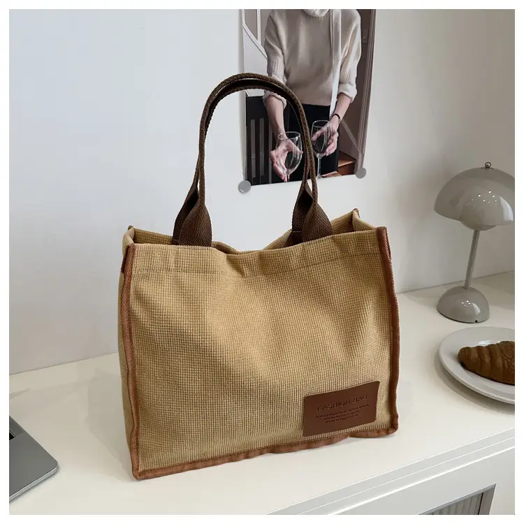 Black Canvas Literary Satchel Tote Bag Large Capacity - Image 3