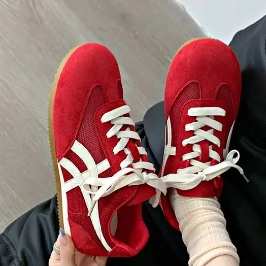 Women Pink Suede Casual Sneakers Spring 2025 - Image 8
