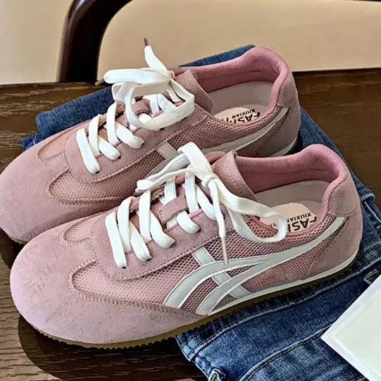 Women Pink Suede Casual Sneakers Spring 2025 — feature 3
