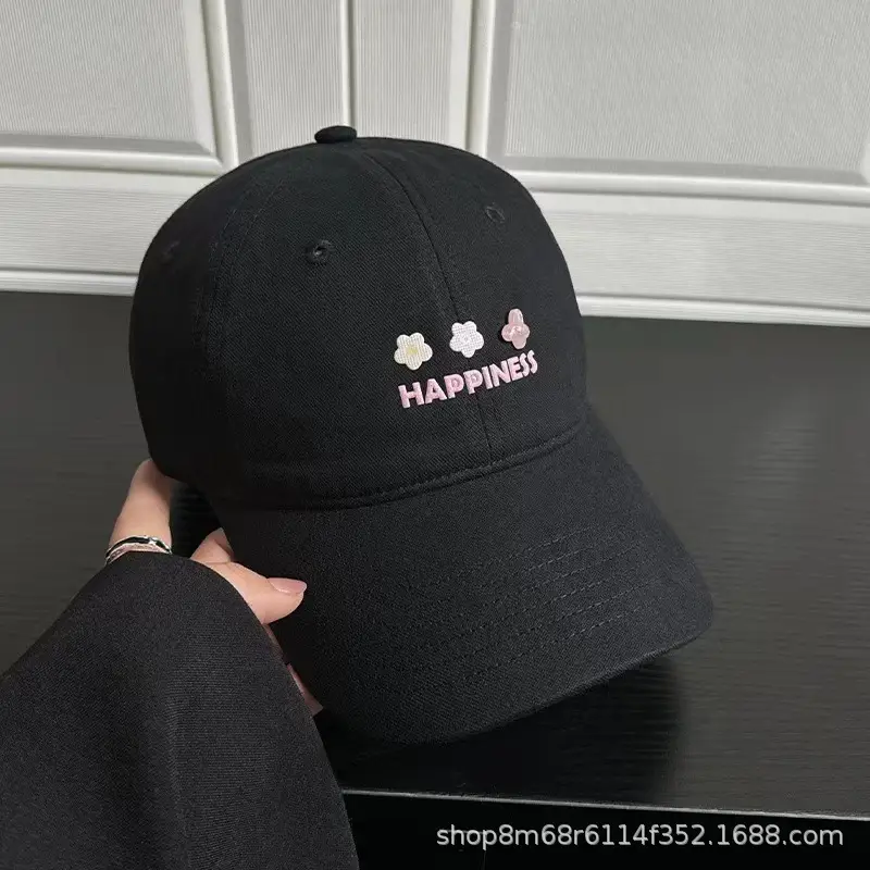 Women's Beige Flower Embroidered Baseball Cap Wide Brim — feature 10