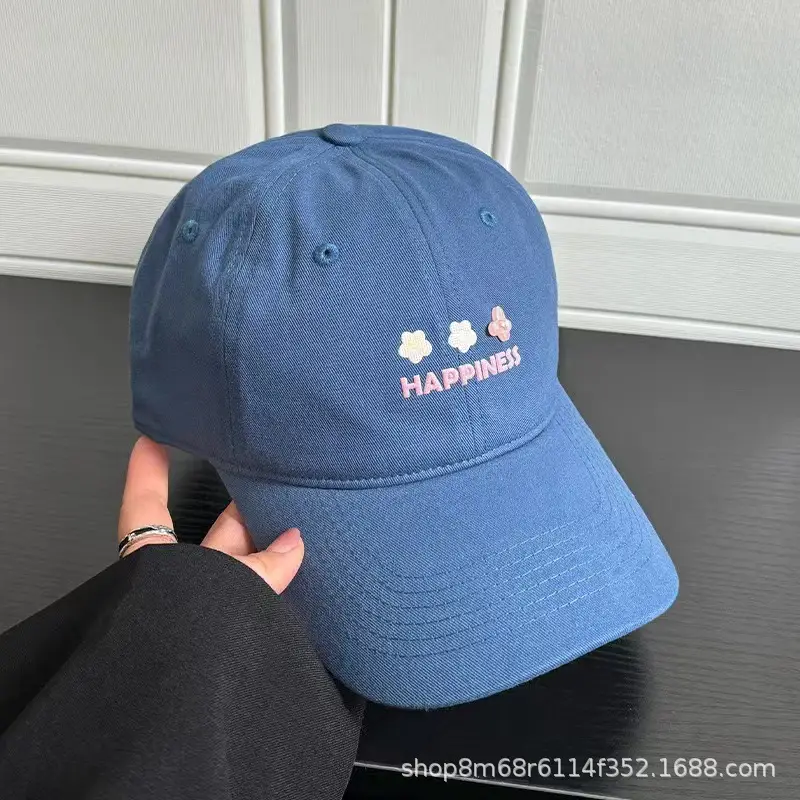 Women's Beige Flower Embroidered Baseball Cap Wide Brim — feature 13