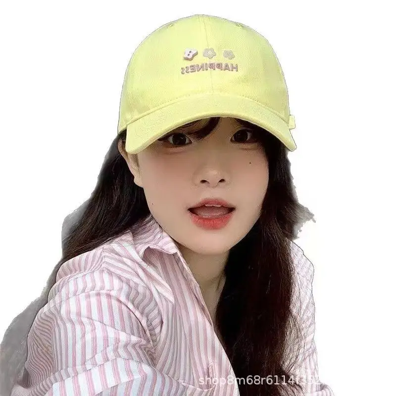 Women's Beige Flower Embroidered Baseball Cap Wide Brim — feature 9