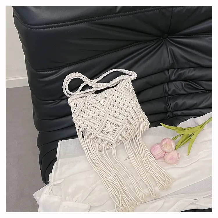 Handmade Cotton Rope Crossbody Bag with Tassels — feature 30