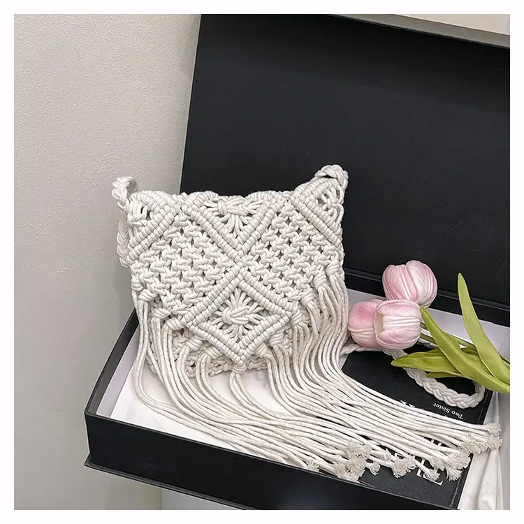 Handmade Cotton Rope Crossbody Bag with Tassels — feature 35