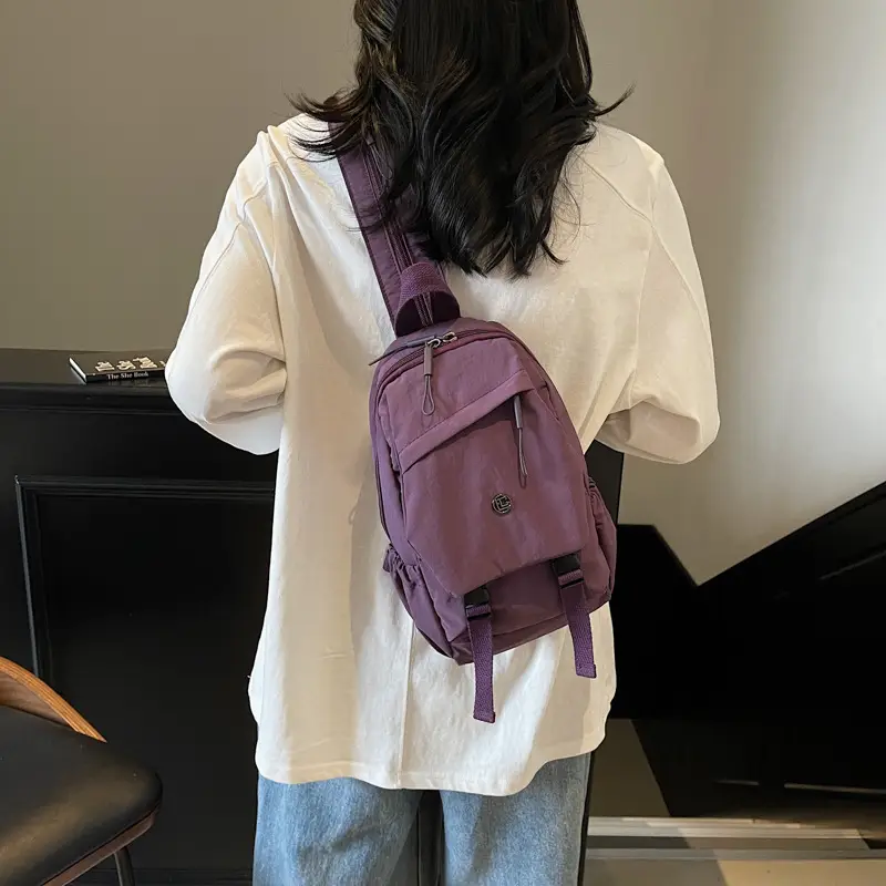 Purple Japanese Style Unisex Crossbody Backpack - Image 6