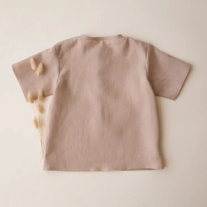 Kids Linen Short Sleeve T-Shirt Pure Color - Image 6