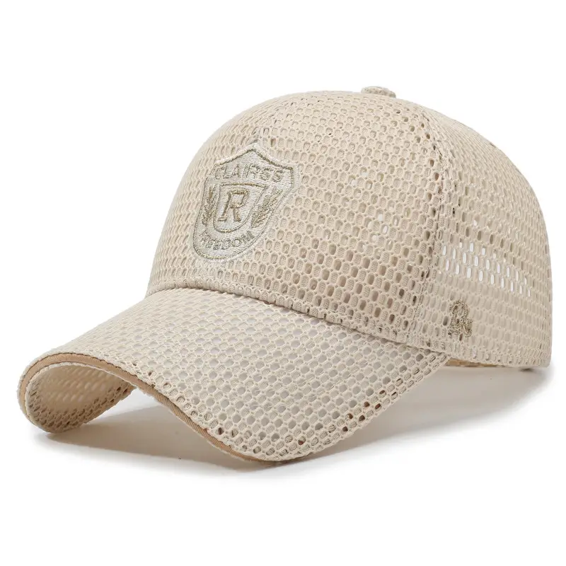 Men's Blue Mesh Beach Cap with Diamond Decor - Image 5