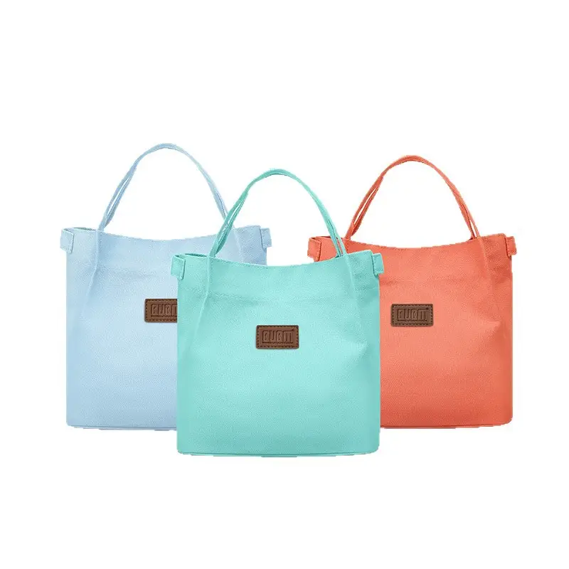 Orange One-Shoulder Crossbody Lunch Bag with Magnetic Seal
