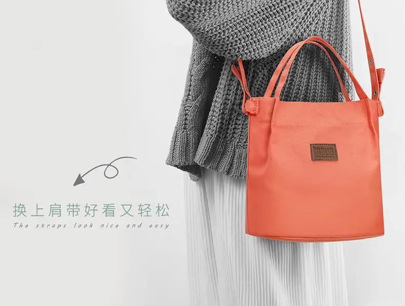 Orange One-Shoulder Crossbody Lunch Bag with Magnetic Seal — feature 12