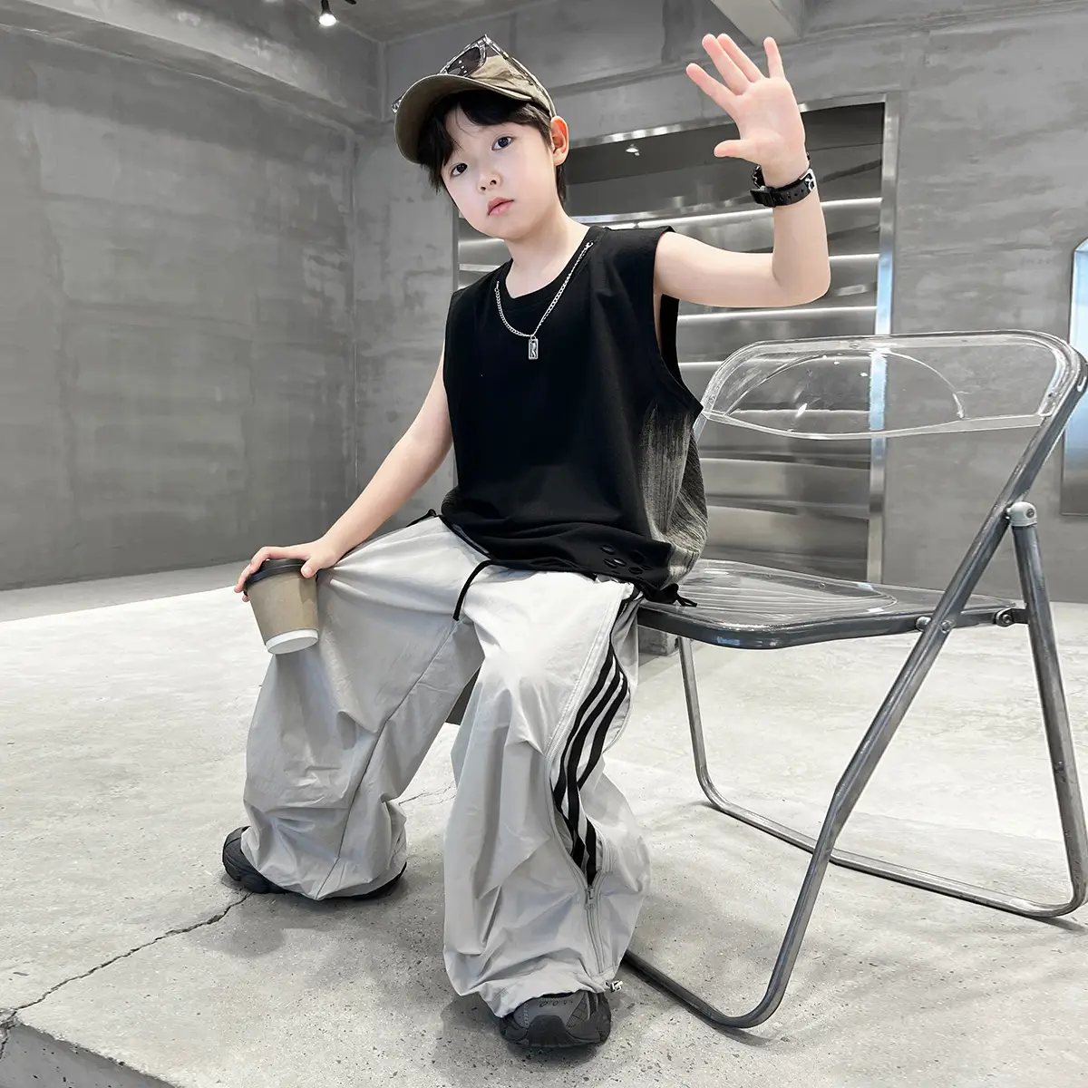 Summer Sleeveless Vest for Boys Black Gray Casual Wear - Image 3