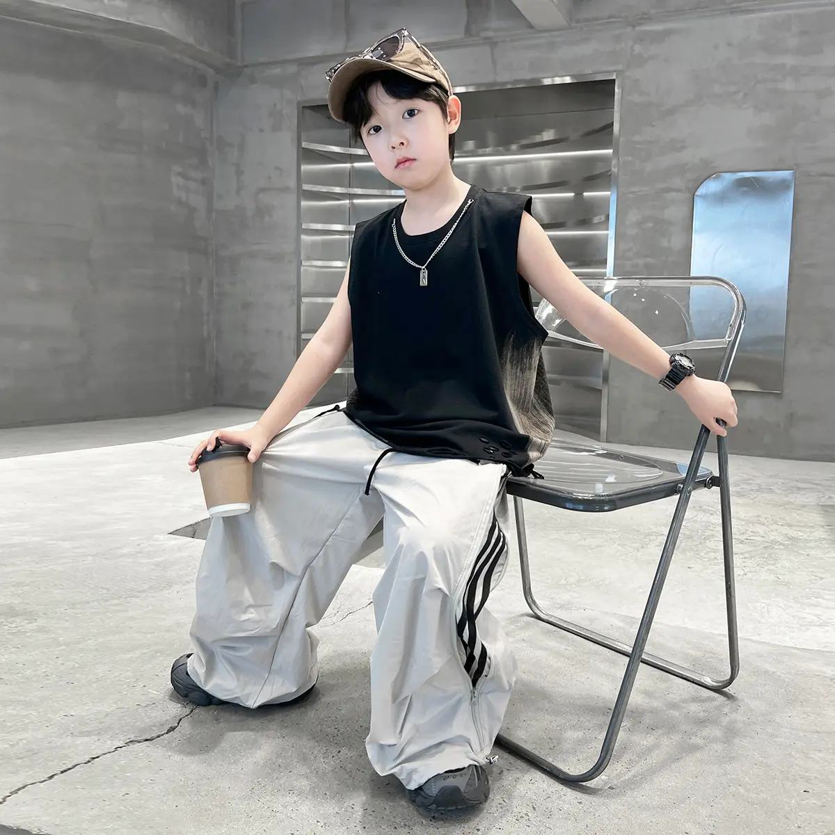Summer Sleeveless Vest for Boys Black Gray Casual Wear - Image 4