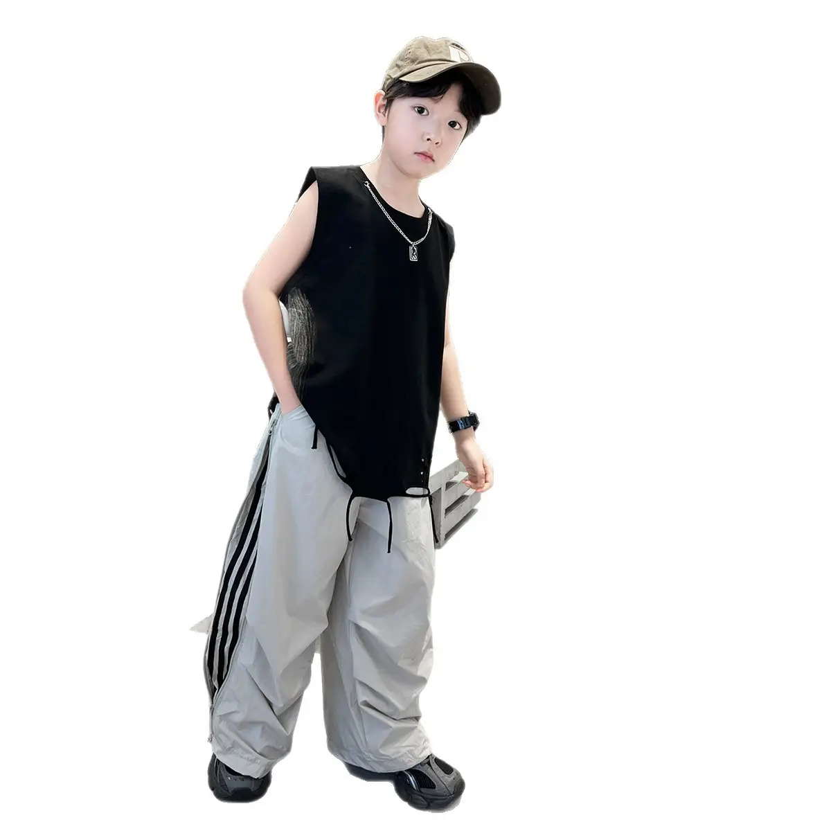 Summer Sleeveless Vest for Boys Black Gray Casual Wear - Image 6
