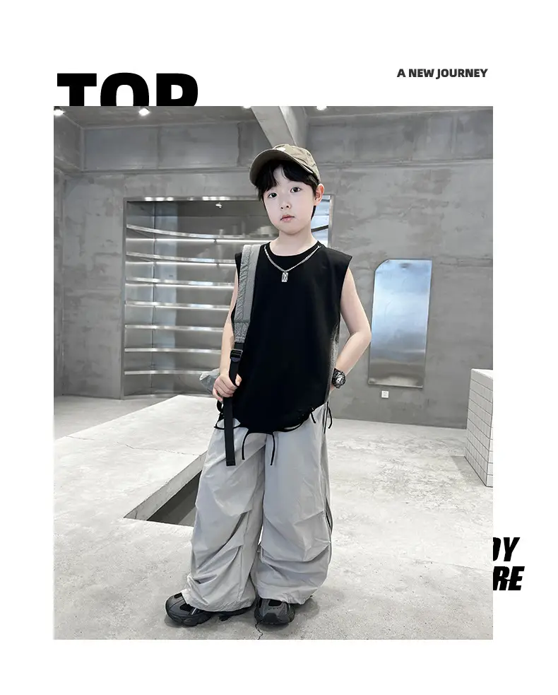 Summer Sleeveless Vest for Boys Black Gray Casual Wear — feature 13