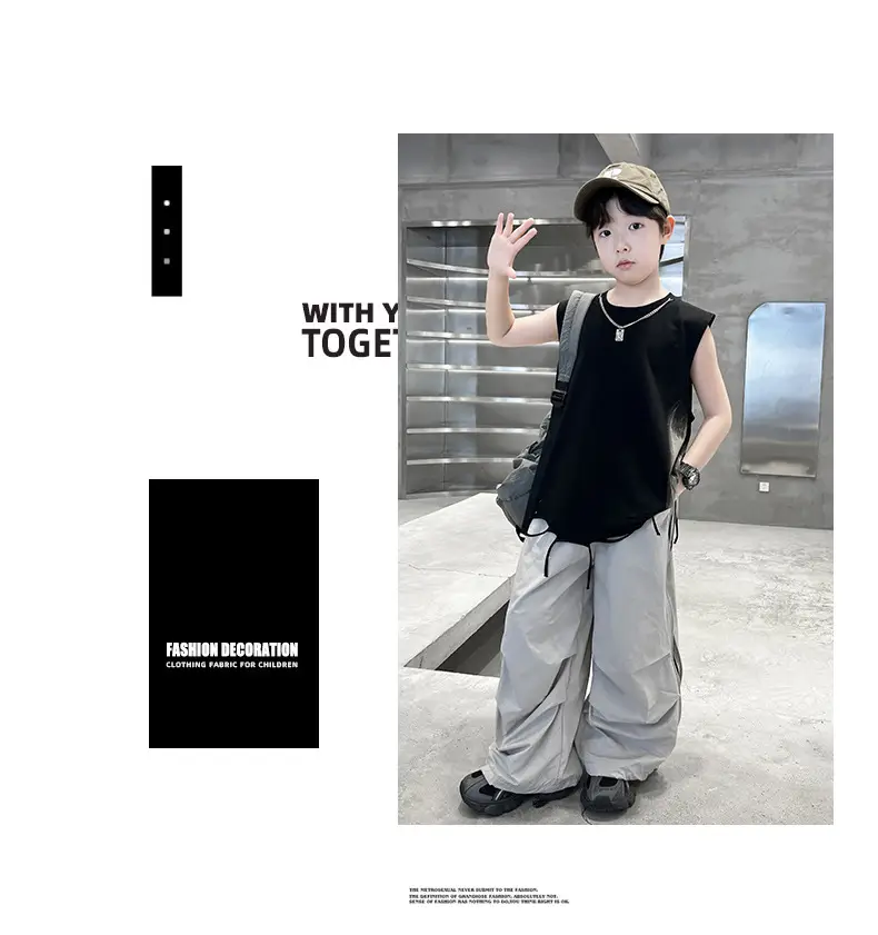 Summer Sleeveless Vest for Boys Black Gray Casual Wear — feature 14