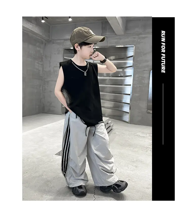Summer Sleeveless Vest for Boys Black Gray Casual Wear — feature 17