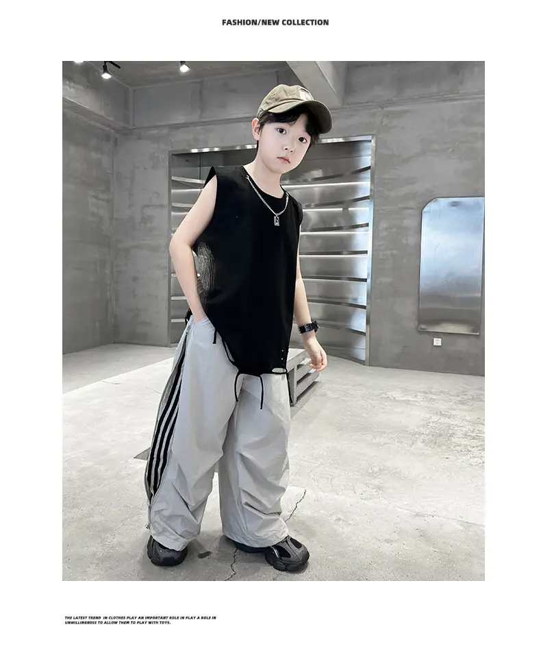 Summer Sleeveless Vest for Boys Black Gray Casual Wear — feature 18