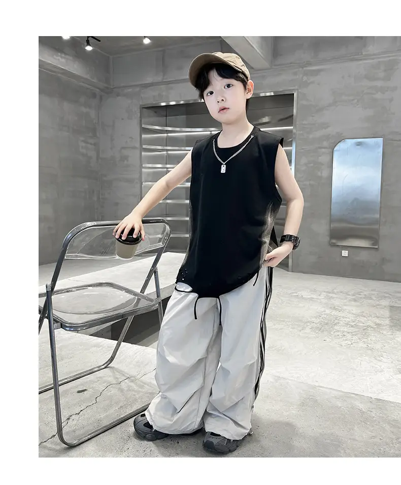 Summer Sleeveless Vest for Boys Black Gray Casual Wear — feature 20