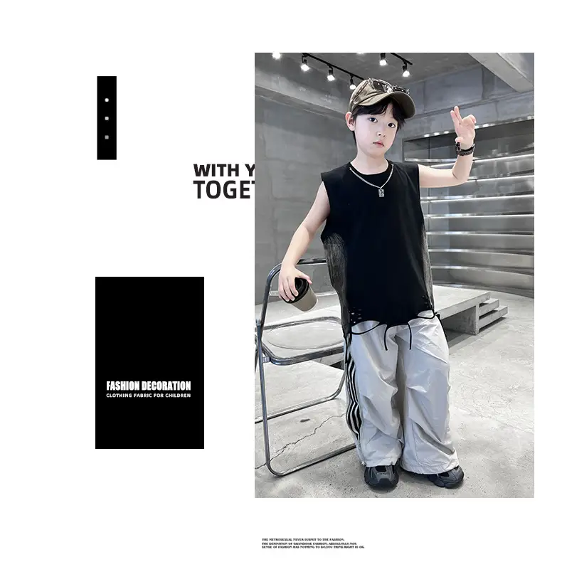 Summer Sleeveless Vest for Boys Black Gray Casual Wear — feature 22