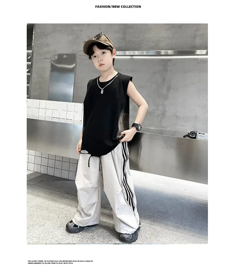 Summer Sleeveless Vest for Boys Black Gray Casual Wear — feature 25
