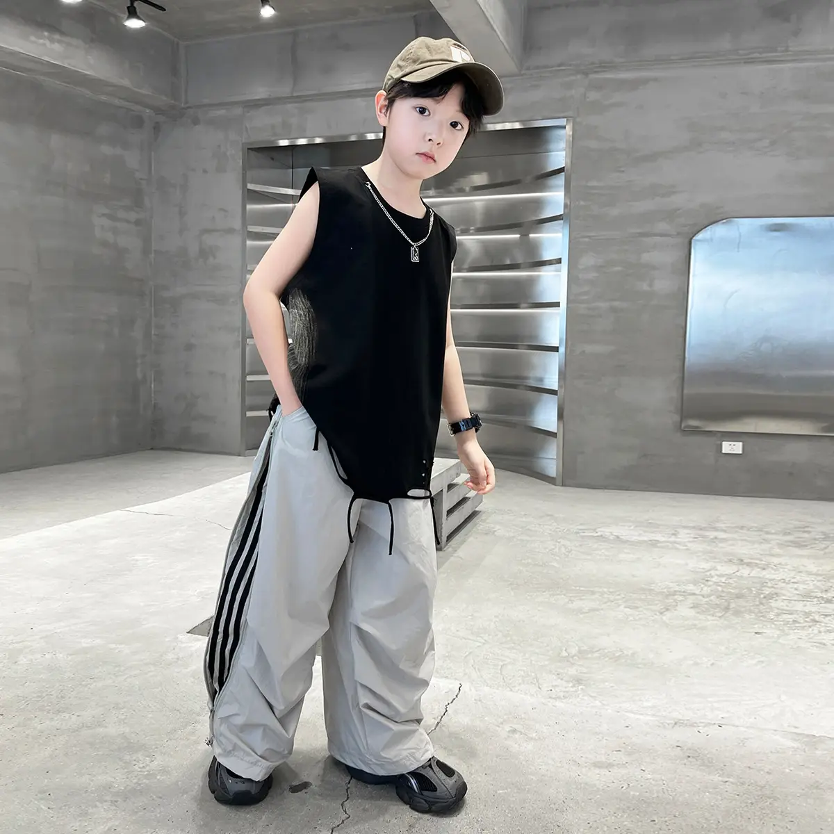 Summer Sleeveless Vest for Boys Black Gray Casual Wear - Image 2