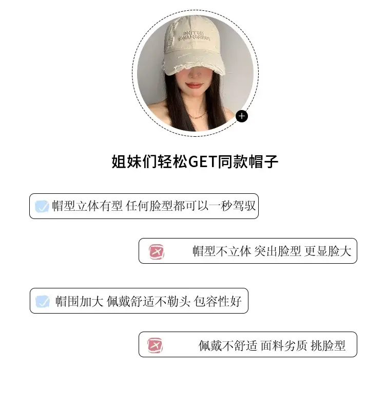 Women Korean-style Hole Baseball Cap Wide Brim — feature 2