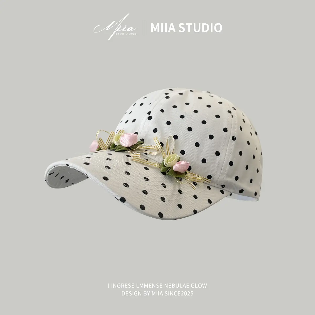 Women's Black Polka Dot Bow Cap Spring Summer Thin Breathable - Image 5