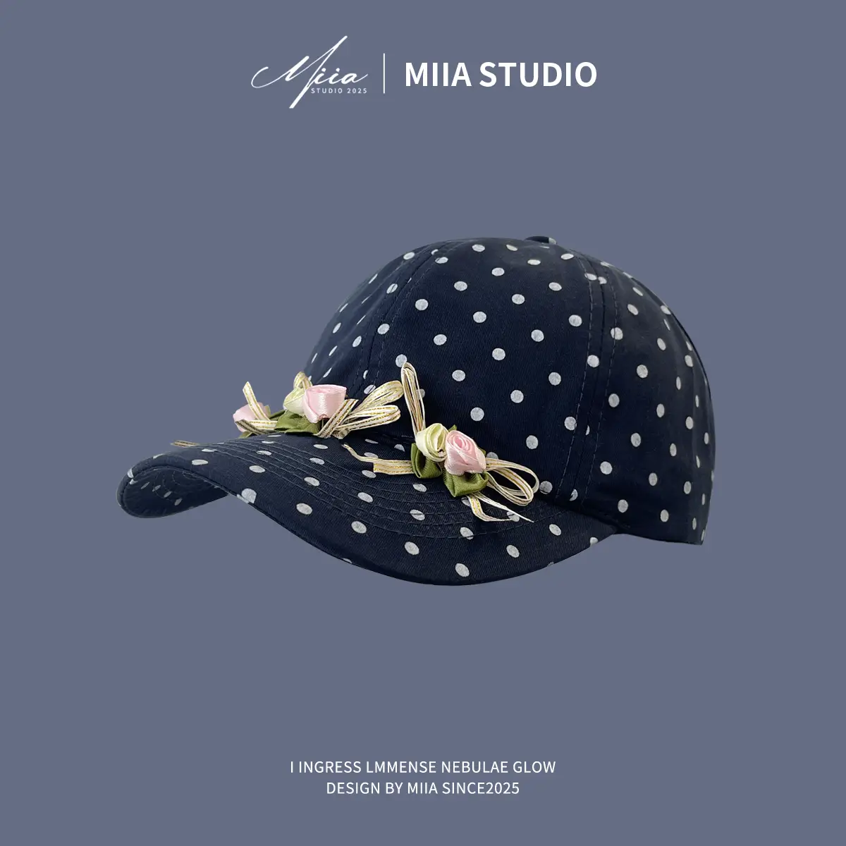 Women's Black Polka Dot Bow Cap Spring Summer Thin Breathable - Image 3