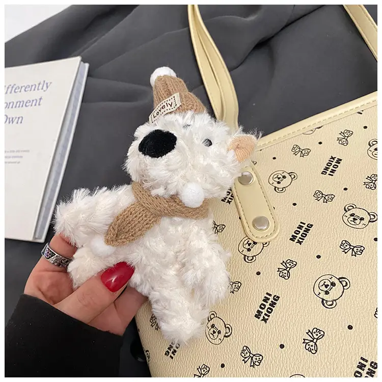 Women New Niche Tan Shoulder Tote Bag with Teddy Bear — feature 6