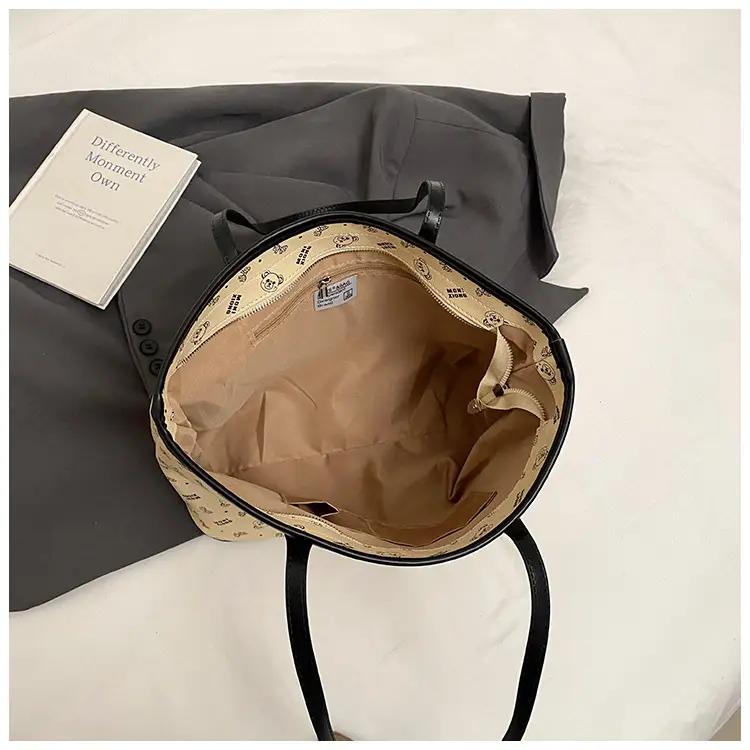 Women New Niche Tan Shoulder Tote Bag with Teddy Bear — feature 9