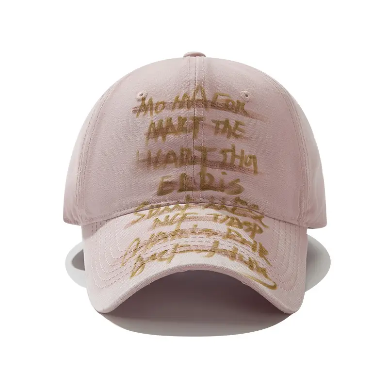 Hand-Painted Letter Baseball Cap Black Niche Soft Top Duckbill Hat - Image 9