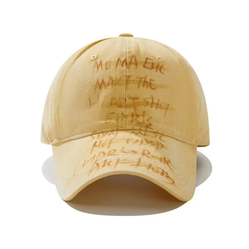 Hand-Painted Letter Baseball Cap Black Niche Soft Top Duckbill Hat - Image 11