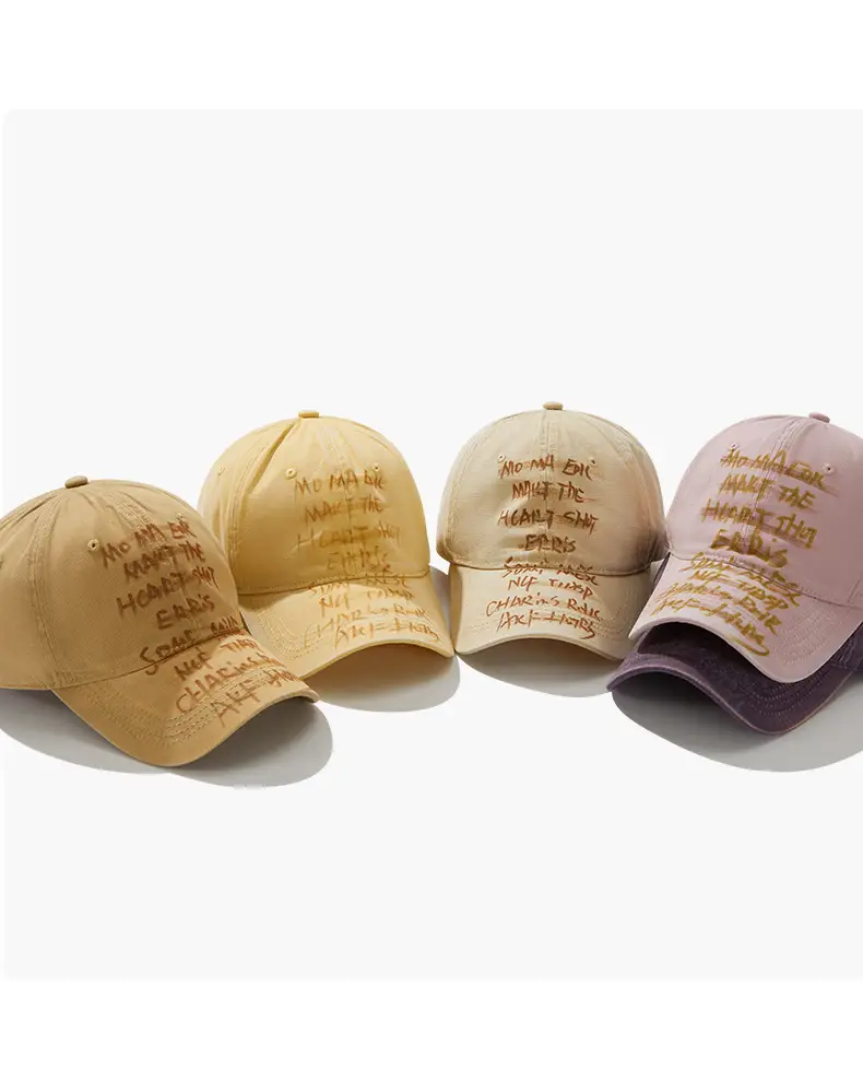 Hand-Painted Letter Baseball Cap Black Niche Soft Top Duckbill Hat — feature 21