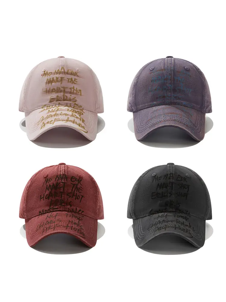 Hand-Painted Letter Baseball Cap Black Niche Soft Top Duckbill Hat — feature 6