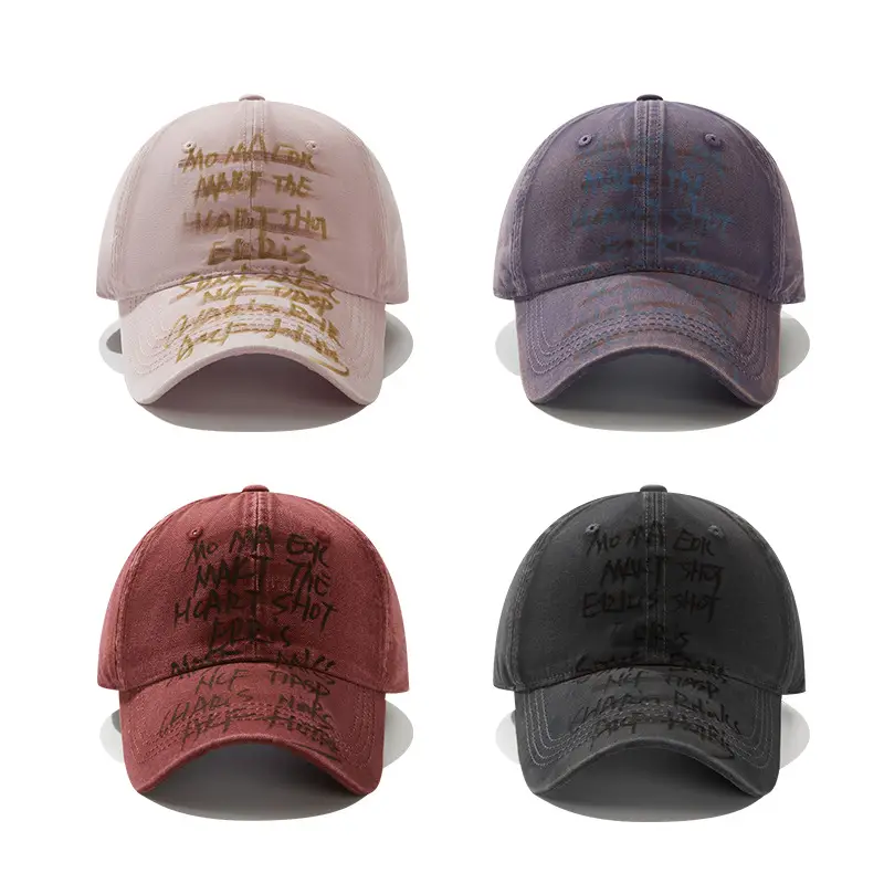 Hand-Painted Letter Baseball Cap Black Niche Soft Top Duckbill Hat — feature 7