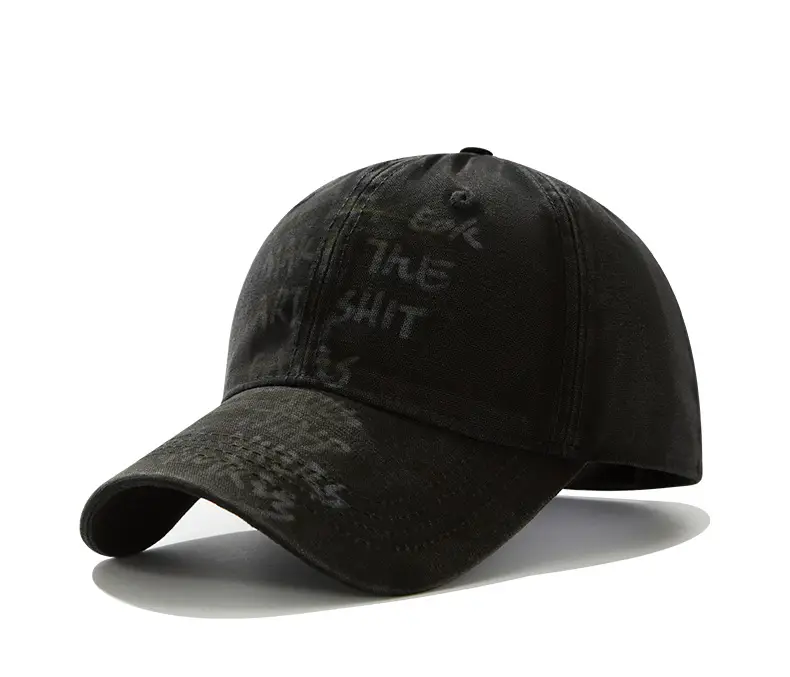 Hand-Painted Letter Baseball Cap Black Niche Soft Top Duckbill Hat — feature 9