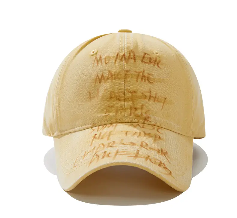 Hand-Painted Letter Baseball Cap Black Niche Soft Top Duckbill Hat - Image 3