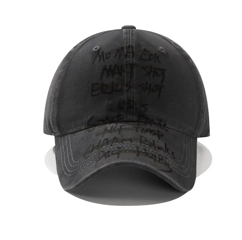 Hand-Painted Letter Baseball Cap Black Niche Soft Top Duckbill Hat — feature 19