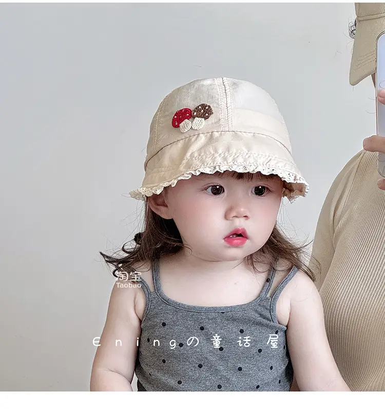 White Heart Baby Cap for Girls Kids Sun Hat — feature 3