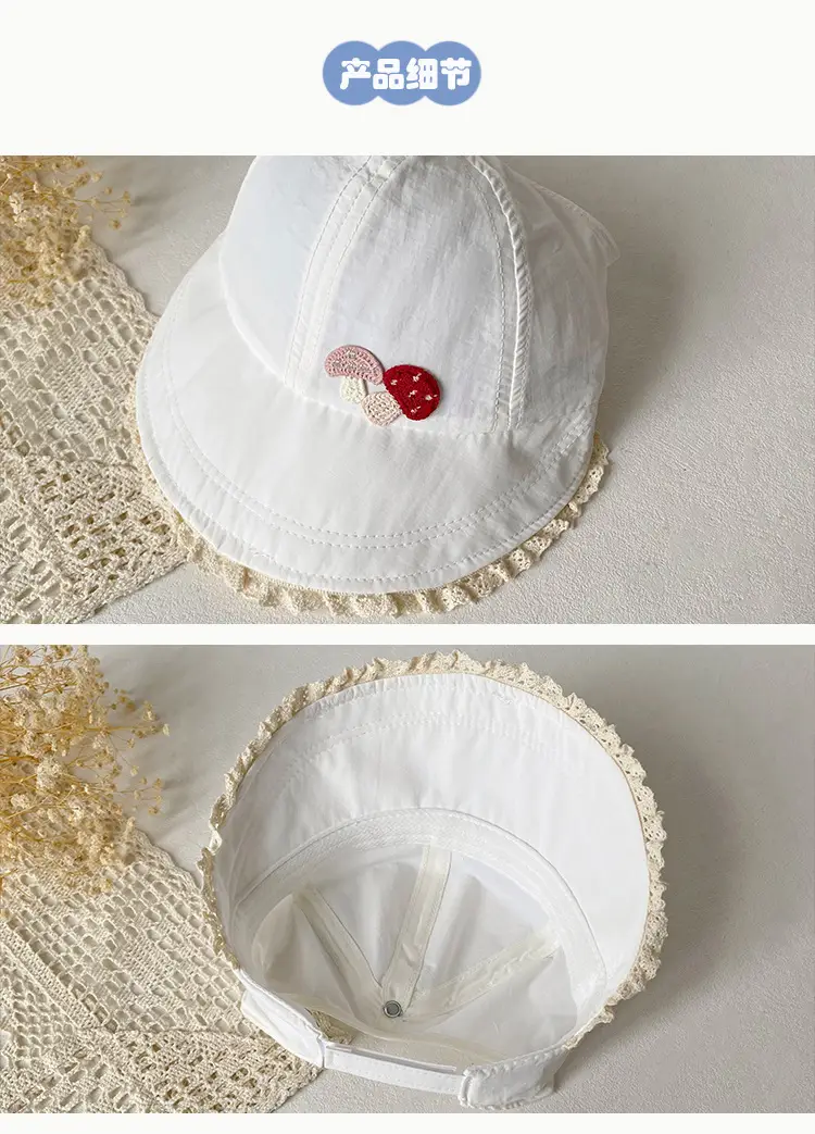 White Heart Baby Cap for Girls Kids Sun Hat — feature 5