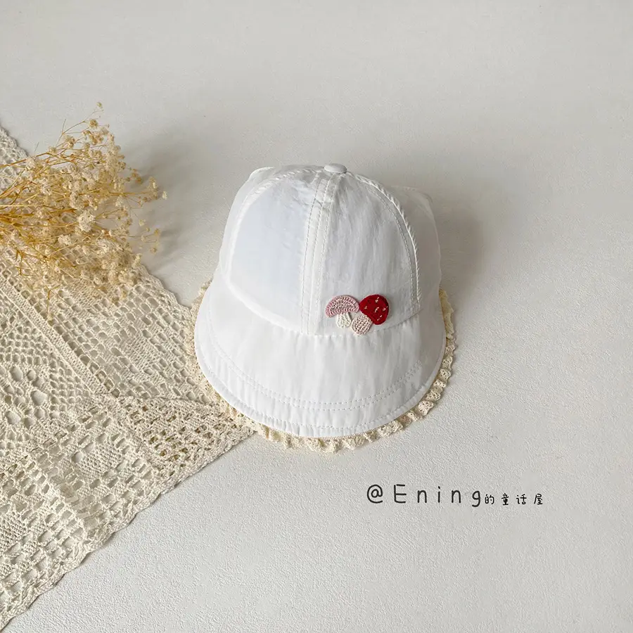 White Heart Baby Cap for Girls Kids Sun Hat - Image 4