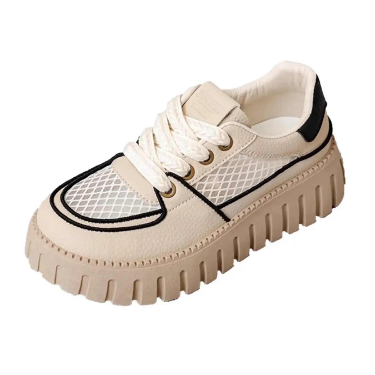 Women Mesh Platform Casual Sneakers White Black 2025