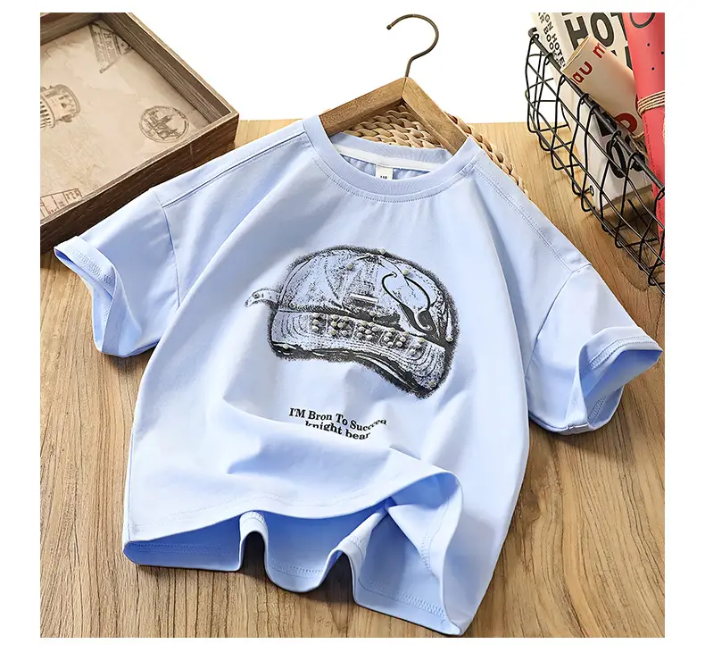 Light Blue Chivalrous Bear Print T-Shirt Large — feature 15