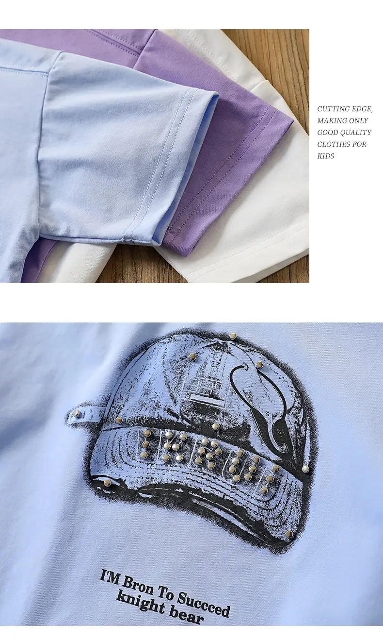 Light Blue Chivalrous Bear Print T-Shirt Large — feature 18