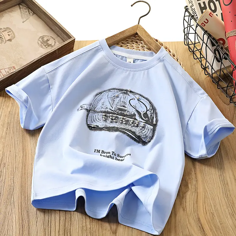 Light Blue Chivalrous Bear Print T-Shirt Large - Image 2