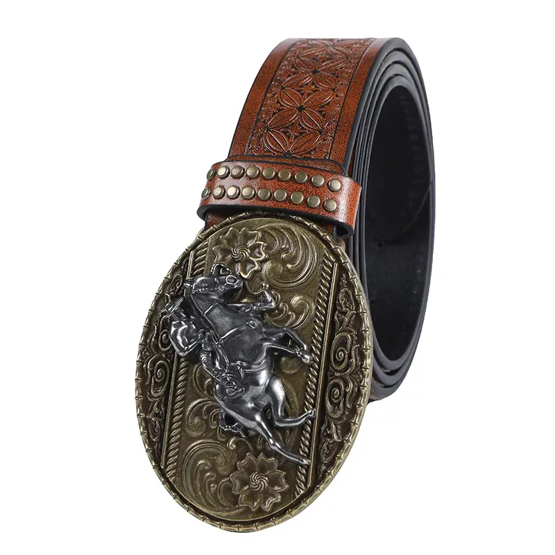 Retro Western Cowboy Belt with Rivet Buckle — feature 11
