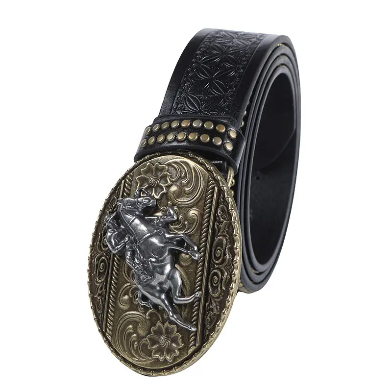 Retro Western Cowboy Belt with Rivet Buckle — feature 9